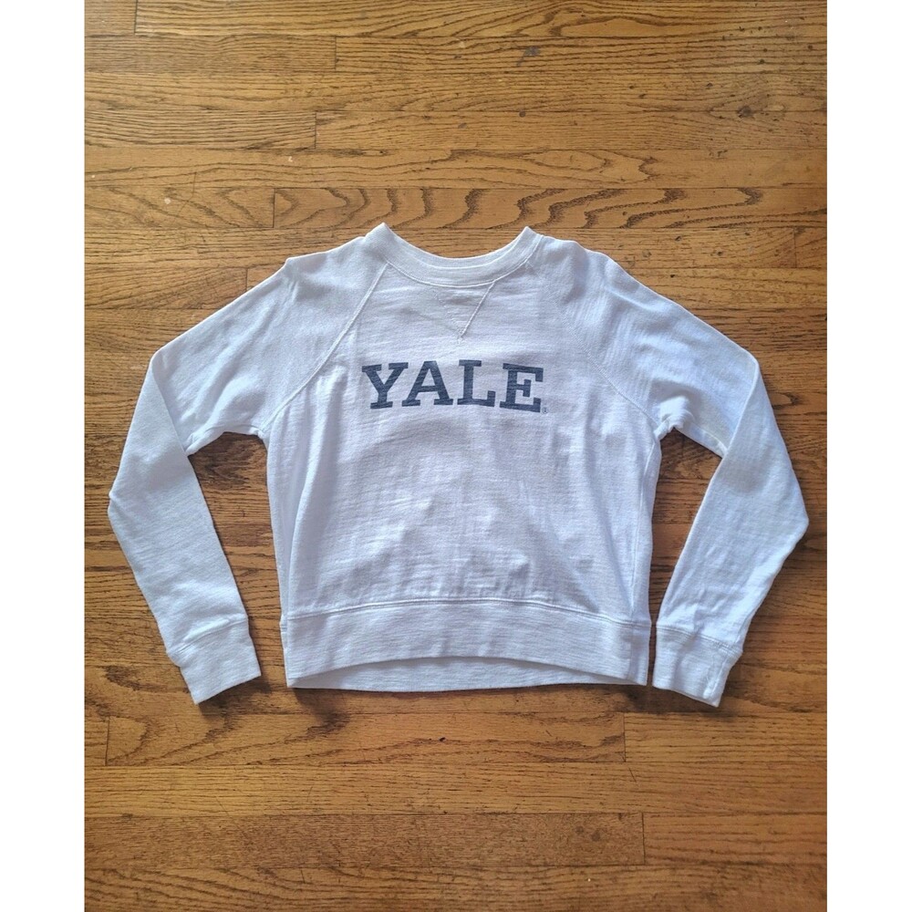 Faherty Womens Yale Graphic Print Crewneck White Sweatshirt Size XS
